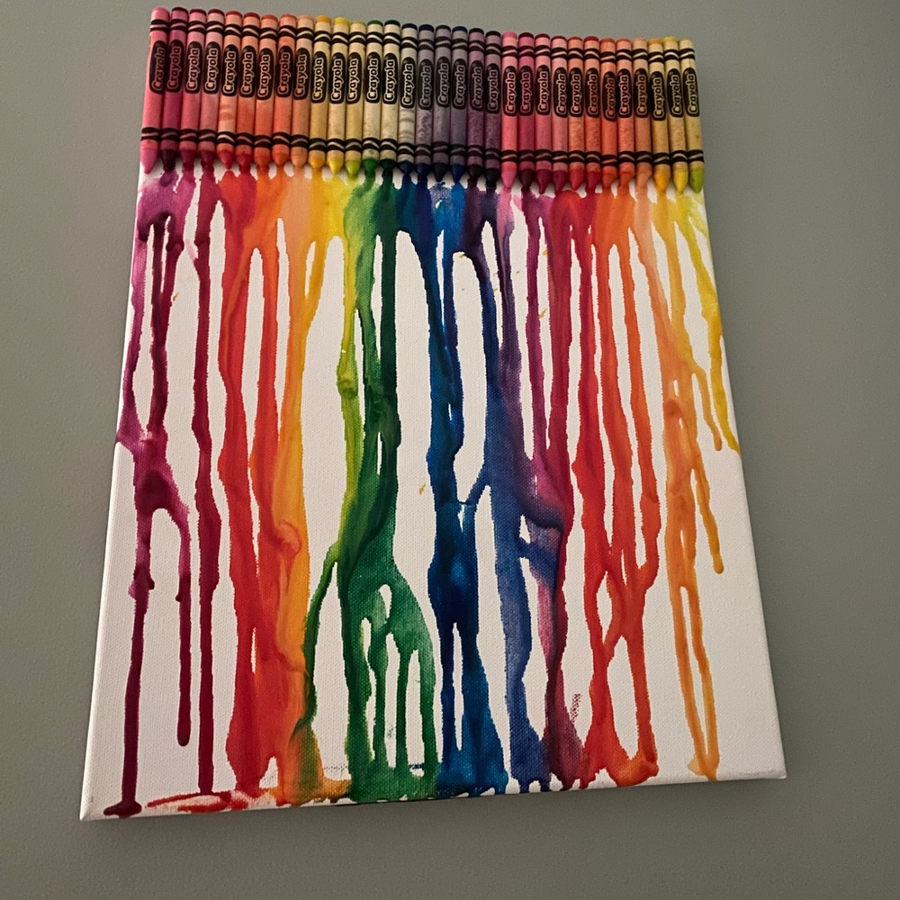Melted crayon art piece